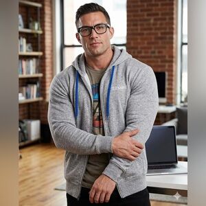 Amazon AWS re:Invent Hoodie Medium Grey Zipper Pockets zip Amazon Web Services